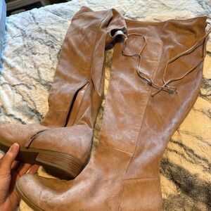 Suede rose gold boots